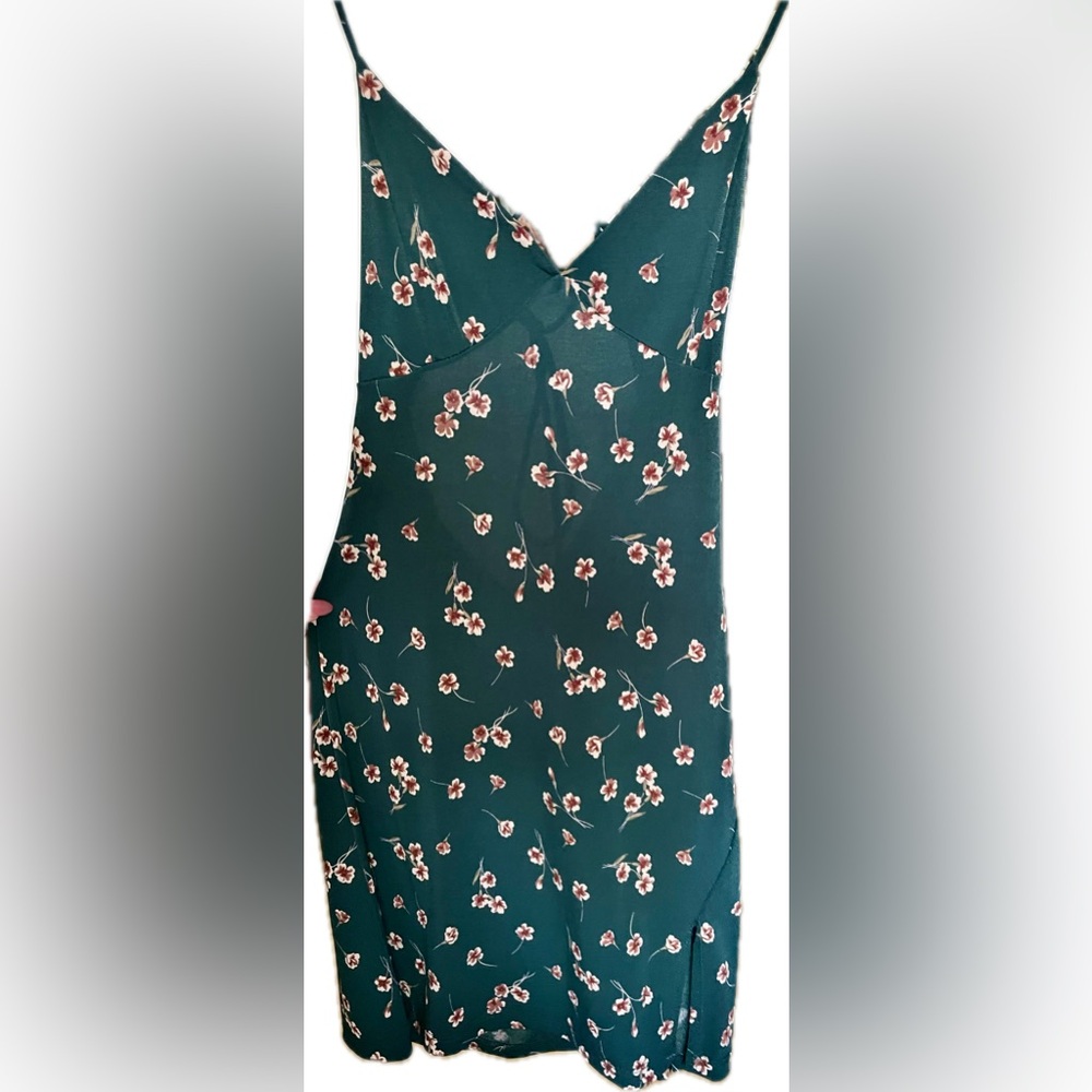 Green floral mini dress